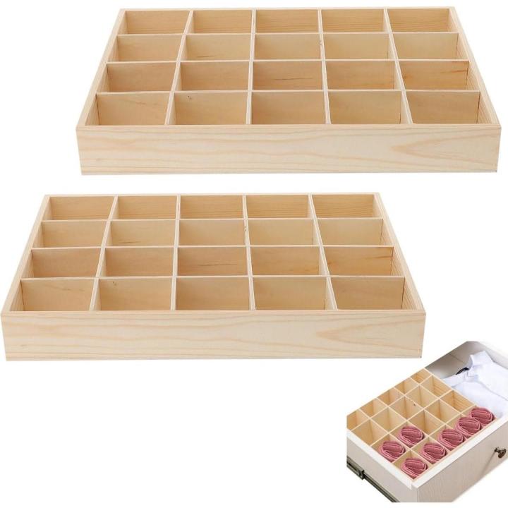 stuks - Bureau-organizer - Lade-organizer - Ruimtebesparende riem-, stropdas- en sokkenorganizer - voor opgeruimde lades, kasten en opbergruimte onder het bed - Van hout - Met 20 compartimenten - Houtkleur