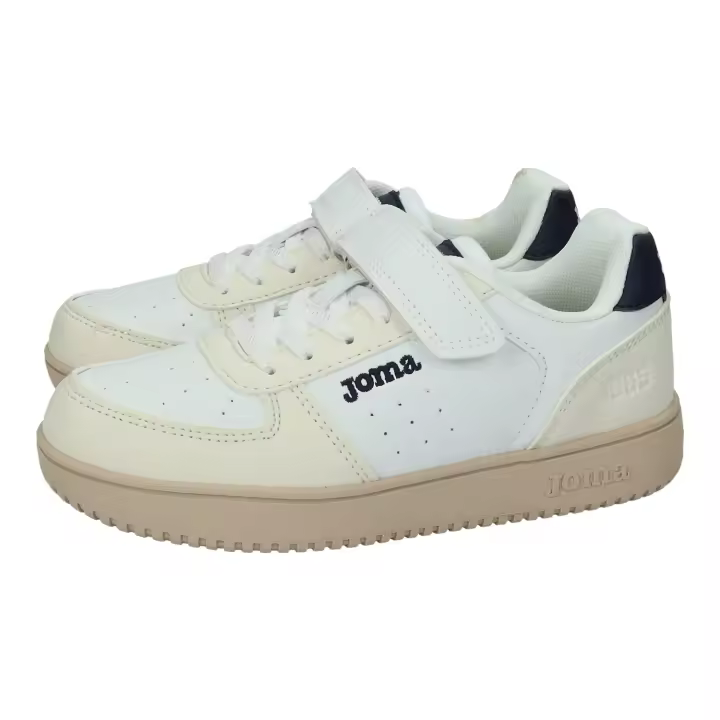 Zapatillas marca JOMA para niño en color blanco-marino. Zapatillas casual para niño Joma Pipe con cierre adhesivo, diseño blanco y azul marino - 1