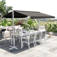 Outsunny Toldo de Pie Independiente 300x295x255 cm con Manivela Doble Cara Ángulo Ajustable Portátil Protección Solar para Jardín Terraza Patio Gris - details 1