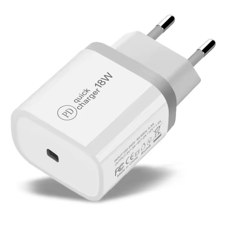 Cargador de carga rápida 18W USB-C para móvil y tablet adaptador enchufe de pared compatibilidad universal - 1