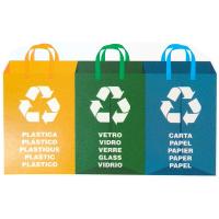 LILI HOME Pack de 3 Bolsas para Reciclaje Y más combinaciones para elegir - Plástico, Vidrio y Papel Medidas de Cada Bolsa: 44 x 32 x 31.5 cm. Cada bolsa está equipada con velcros en ambos lados, permitiendo unir tantas bolsas como necesites. - details 1