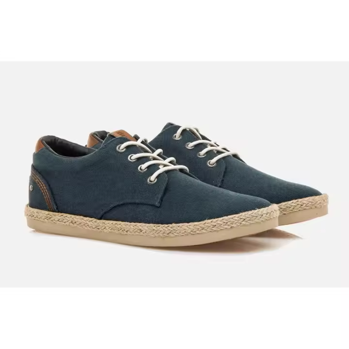 Zapatillas para verano con suela de esparto de hombre de Mustang hechas en lona fresquita en color azul marino - 1