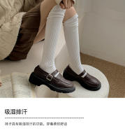 Calcetines Largos De Piel De Rodilla Para Mujer Estilo Japonés Nuevos Para Otoño E Invierno Tejidos En Espandex Y Algodón Con Rayas Doble Agujero Para Calor - details 5