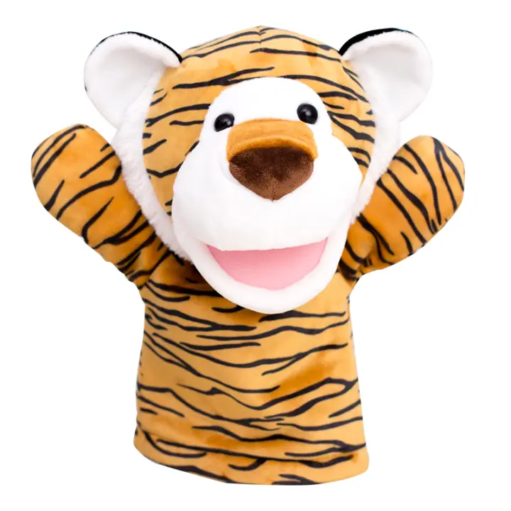 Puppets De Mano Grande Animal Para Niños Juguetes De Muñeco Para Adultos Regalos Leopardo 28CM Tejido Unisex - 1