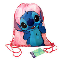 Stitch Mochila Saco con Cuerdas 40x35cm, Mochila Escolar Infantil para Niños y Niñas Stitch Disney, Mochila para Gimnasia, Verano, Playa, Campamento, Piscina, Regalo Cumpleaños, Navidad, Reyes, Color Rosa - details 0