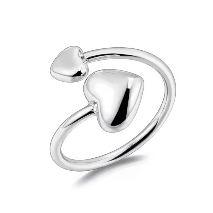 Anillo Ajustable Romántico De Doble Corazón Para Mujer Lokaer En Acero Inoxidable Color Oro Resistente Al Rust Never Descolora Joyería Chic Para El Día - 1