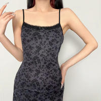 Vintage 2000s Long Dress Women Spaghetti Strap Loose Grunge Streetwear 2000s Fashion Retro Outfit - details 12