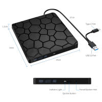 Unidad De DVD RW Externa USB 3.0 Tipo C 2 En 1 Interfaz Slim Lectura Y Escritura Para Laptop PC Lector Y Reproductor De Óptico CD Y DVD - details 6