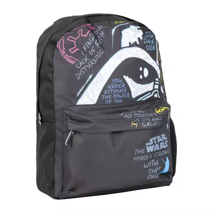 Mochila Casual de Star Wars - Color Negro - 32x12x42 cm - Fabricada en Poliéster - Estampado con Motivos de Star Wars - 1