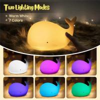 Luz Nocturna USB Recargable De Silicona Con Forma De Ballena Animal 7 Colores Lámpara De Mesa Para Decoración De Habitaciones Regalos Para Niños - details 3