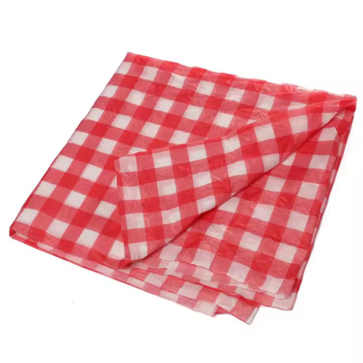 Mantel Desechable De Plástico Rojo a Cuadros Gingham 180cm X 180cm Para Fiestas Al Aire Libre BBQ Picnic Cubierta De Mesa - 1