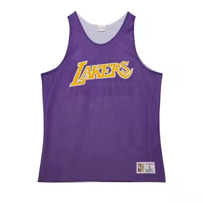 Camiseta Mitchell and Ness Los Angeles Lakers Reversible Mesh Practice Tank Vintage Logo Multi-Black TMTK6913-LALYYPPPMTBK - 1