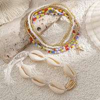 Ingemark 6Pcs/Set Pulseras De Cuentas Boho Para Mujer Anillo De Tobillo Elástico Con Colgante De Estrella De Kpop Joyería De Playa Verano Regalo Geométrico - details 4