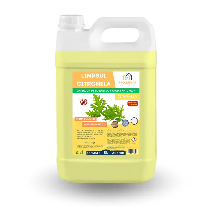 Limpiador Fregasuelos con citronela Lavanya - Limpieza y ahuyentador de mosquitos - Formato ahorro 5 Litros - Certificado CE - 1