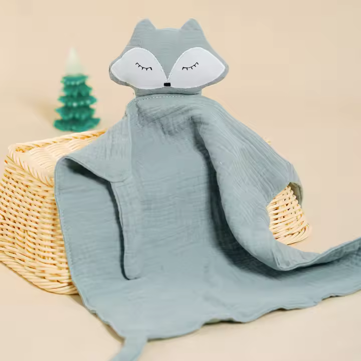 Toalla de confort para bebé Kangobaby de algodón puro, artefacto para dormir para bebés de un mes, toalla de confort con zorros - 1