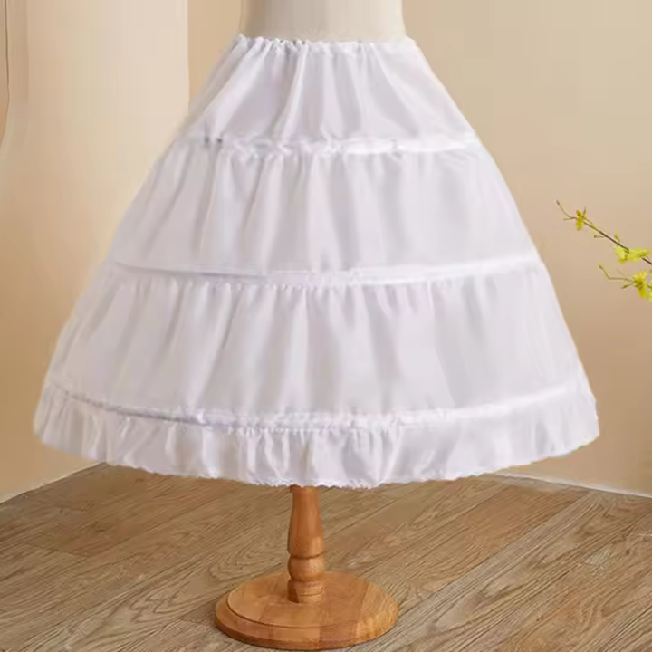 Falda A-Line Para Niños Con 3 Aros De Cosplay Jupon Enfant Crinolina Para Vestido De Novia Con Cintura Elástica - 1