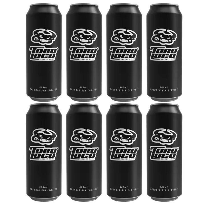 Toro Loco Energy Drink 500ml Sabores Original,  Mango y Coco - Pack de 8 unidades de 50ml - 1