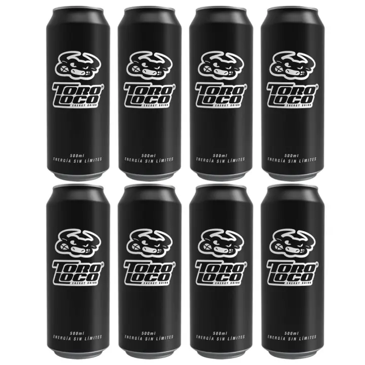 Toro Loco Energy Drink 500ml Sabores Original,  Mango y Coco - Pack de 8 unidades de 50ml - 1