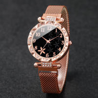 Reloj De Cuarzo Para Mujer Con Pulsera De Malla Y Hebilla Magnética Set De 2 Piezas Doble Fashion Con Dial De Flor Y Pulsera Estelar (Sin Caja) - details 3