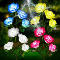 Lámpara Solar De Flores Con 5 Cabezas Luz De Jardín Impermeable Para Decoración De Camino Exterior Patio Jardín Paisaje - details 0