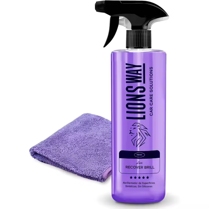 LIONSWAY RecoverBrill 500ml – Limpiador Interior Coche, Sin Silicona, Aroma Floral, Acabado Satinado + Bayeta - 1