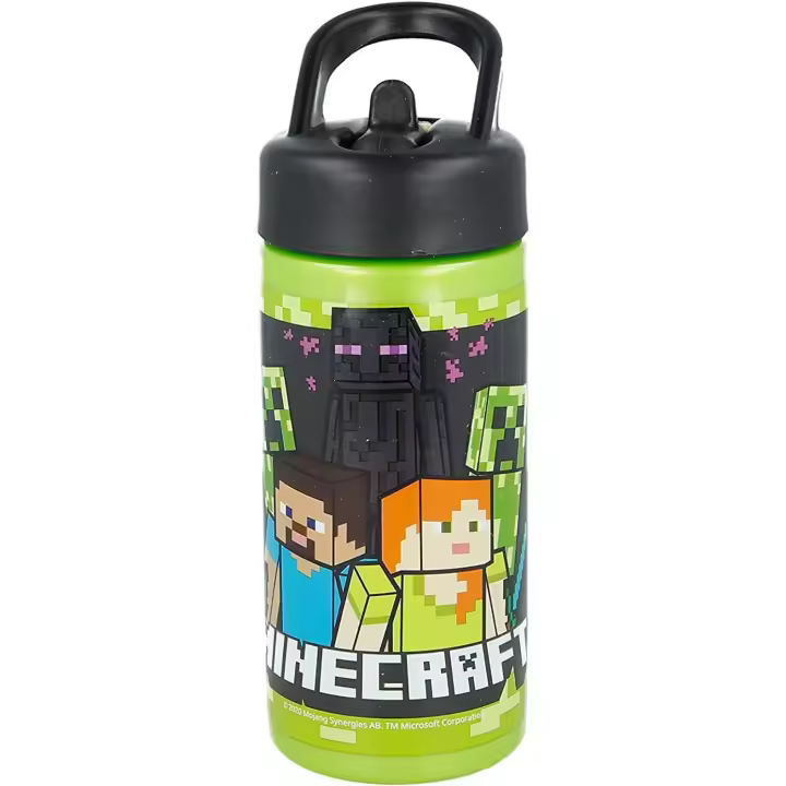 Botella de agua deportiva con pajita y asa Minecraft de 410ml - 1