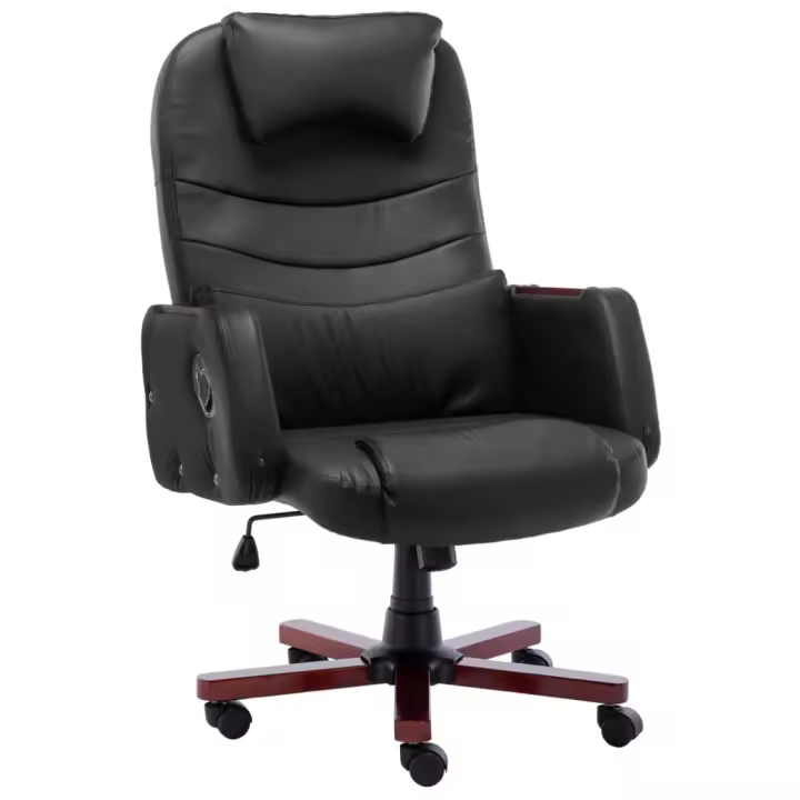 Silla de Oficina de cuero sintético Negra - 1