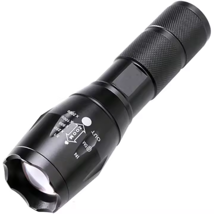 Linternas tácticas de alto lúmenes, linterna LED superbrillante de grado militar con 5 modos, lámpara de enfoque ajustable para acampar, senderismo, emergencias,Linterna Recargable - 1