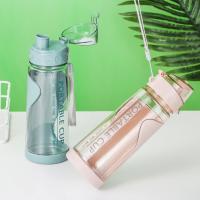 Botella Deportiva De 500ml Portátil Para Adultos Plástico Transparente Antigrasa Para Gimnasio Y Viajes Con Tapa Y Estraw - details 11
