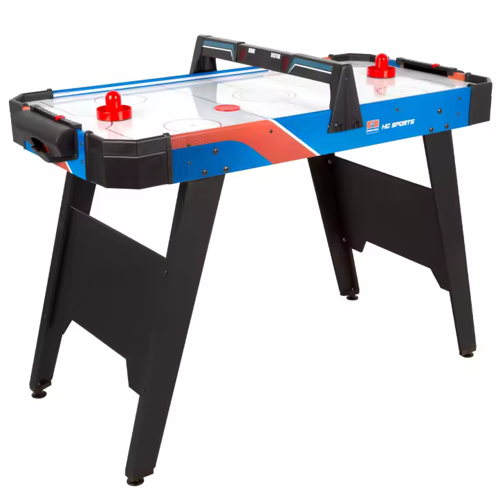 COLORBABY - Mesa Air hockey niños, 106x53x75 cm, incluye luz LED, 2 jugadores, marcadores eléctricos y manuales, material resistente, esquinas redondeadas y reforzadas, juegos de mesa, juego discos aire, juguetes niños 6 años, regalos niños - 1