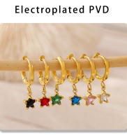 Damas oído aros Lindo imperable Chapado en oro joyería de moda pendientes Pendientes colgantes Estrella de Maple inoxidable - details 7