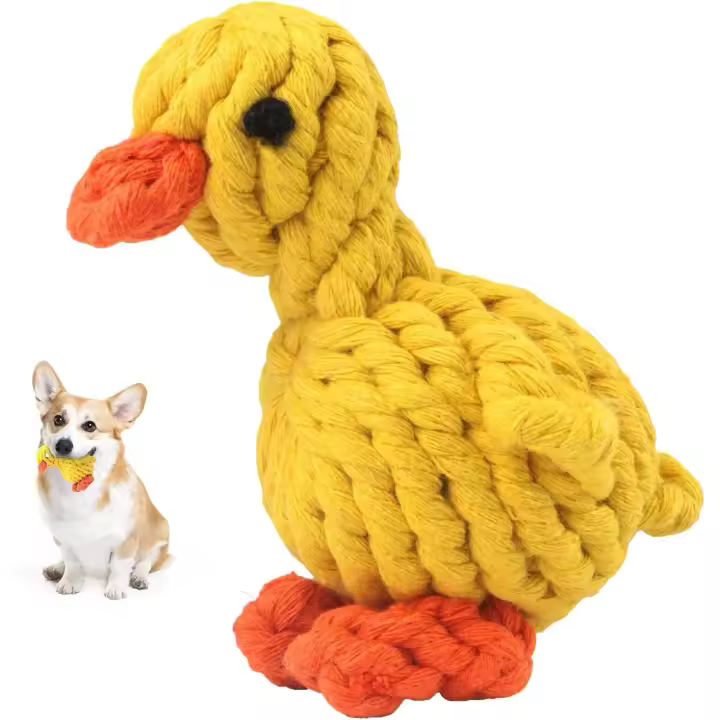 Juguetes para masticar para cachorros, juguete de cuerda para la dentición/entrenamiento de perros, juguete de cuerda de algodón para cachorros (pato) para evitar el aburrimiento y la ansiedad de los cachorros - 1