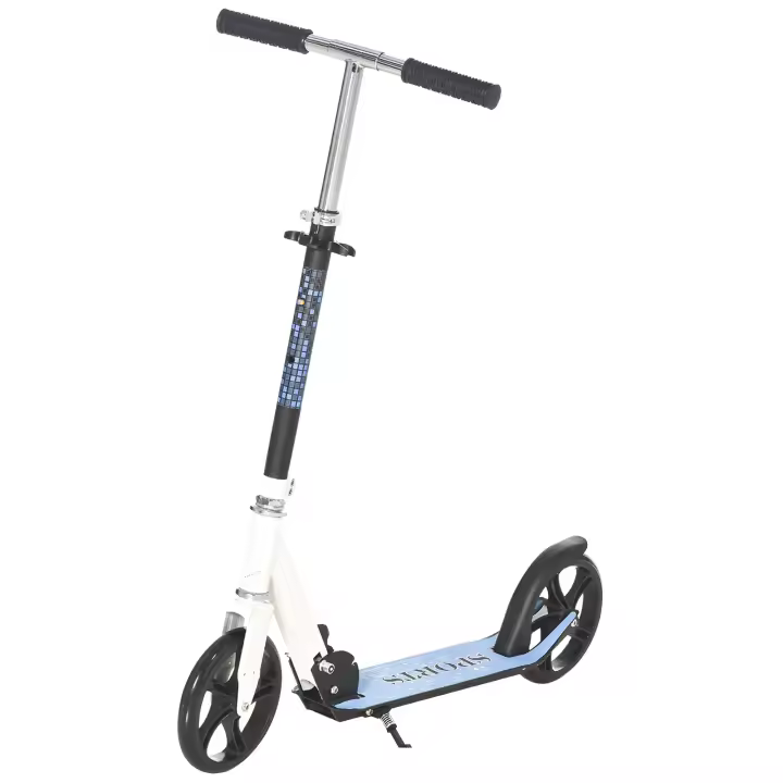 HOMCOM Patinete para Niños y Adultos Scooter Plegable Plegable Manillar Ajustable Marco Aluminio Ligero y Estable Carga 80kg Aluminio 84x34x86-96 cm Blanco - 1