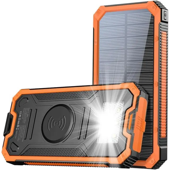 Cargador Solar Power Bank, 20.000 mAh Cargador Inalámbrico Portátil with Entrada/Salida USB C para Teléfonos Móvil, Batería Externa with Dual para Camping - 1