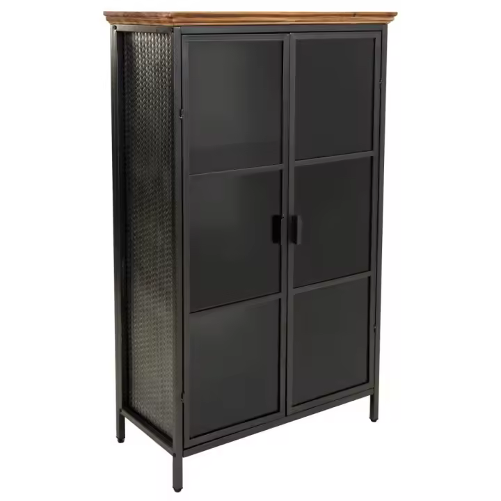 Vitrina de metal y madera negro 76x37x124,5 - 1