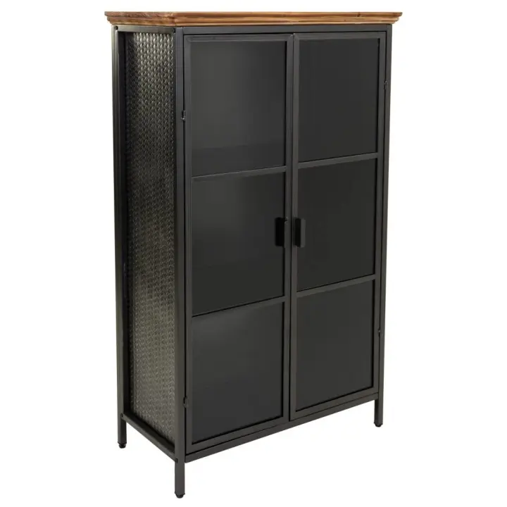 Vitrina de metal y madera negro 76x37x124,5 - 1