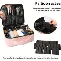 Estuche De Maquillaje Profesional Portátil Para Viajes Con Organizador Y Divisores Ajustables Color Rosa Material Oxford Tamaño 26*23*9cm - details 3