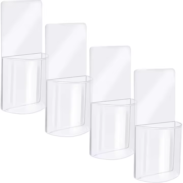 Caja de almacenamiento organizadora de montaje en pared de 4 piezas, práctico soporte transparente para control remoto, organizador de medios de acrílico - 1