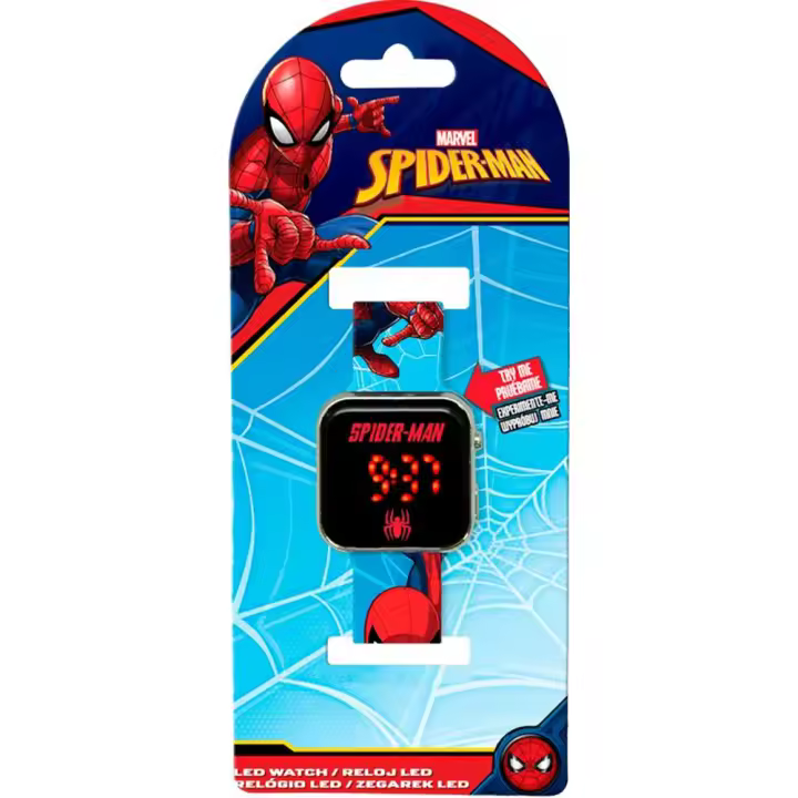 RELOJ LED SPIDERMAN CON FUNCIONES (6x8) (Kids Euroswan SPD4987) - 1