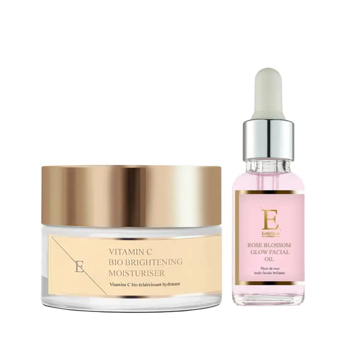 ErthSkin London Aceite facial iluminador Rose Blossom 30 ml + hidratante iluminador con vitamina C 50 ml - 1