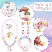 Unorn Crossbody Bag Purse Jewelery for Girls, Unorn Bag Girls Unorn Beaded Jewelery Sets Kids Plush Unorn Bag Toys Unorn Gifts - details 1