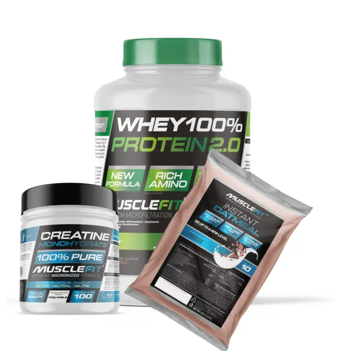 PACK MUSCLEFIT WHEY 2kg + Creatina 300g + Avena 1kg │MUSCLEVIP│Mas musculos - 1