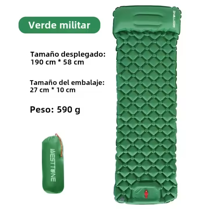Manta De Acampar Inflable WESTTUNE Ultraligera Con Almohada Y Bomba Integrada Para Camping Y Senderismo Matrícula De TPU Nylon - 1