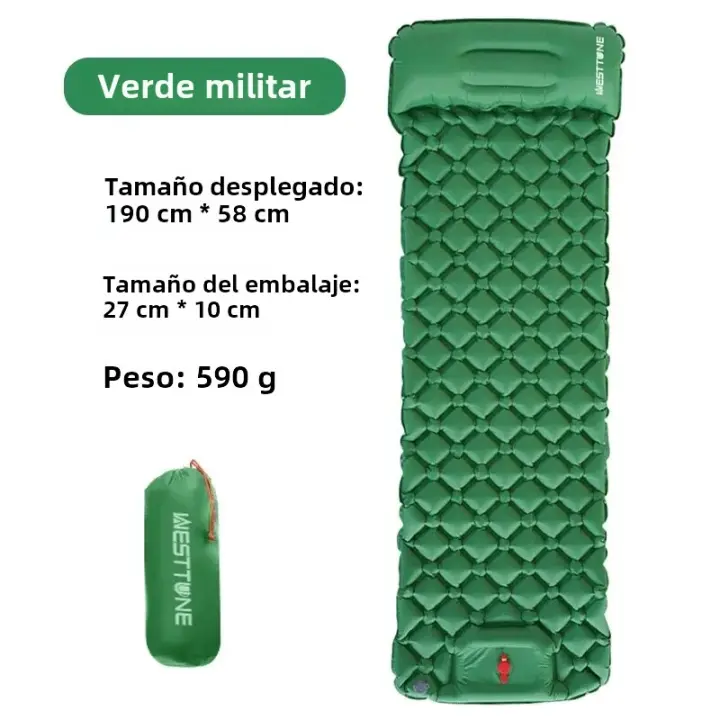 Manta De Acampar Inflable WESTTUNE Ultraligera Con Almohada Y Bomba Integrada Para Camping Y Senderismo Matrícula De TPU Nylon - 1