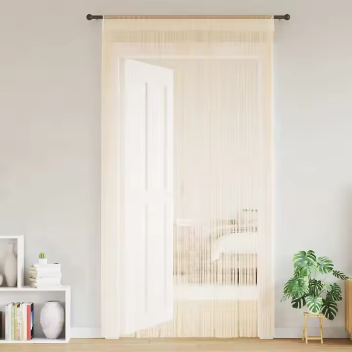 Cortinas de flecos 2 piezas 140x250 cm crema - 1