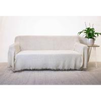 Colcha multiuso 85% algodón reciclado 15% poliéster diseño cuadritos beige. - details 0