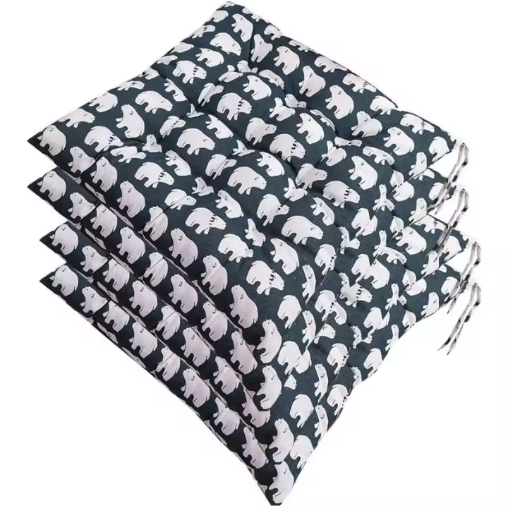 Juego de 4 Cojines para Silla, cojín Acolchado Suave para Silla con Lazos, decoración portátil, Oficina en casa, Multicolor, cojín de Asiento Suave 40 x 40 cm - 1