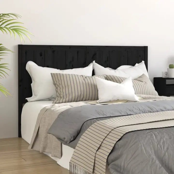 vidaXL Cabecero de cama madera maciza de pino negro 205,5x4x100 cm - 1
