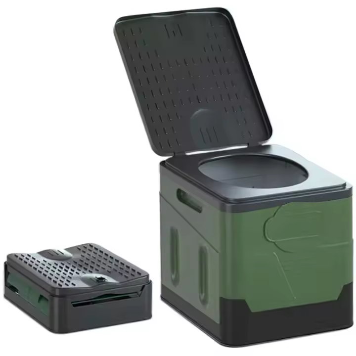 Inodoro portátil plegable para acampar al aire libre, inodoro para adultos y niños, diseño de tapa, inodoro reutilizable para picnic, viajes en coche - 1
