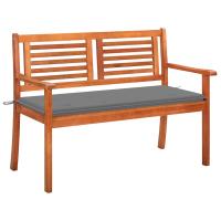 vidaXL Banco de jardín 2 plazas madera maciza eucalipto y cojín 120 cm en color Negro/Antracita/Estampados cuadros grises y más | acolchados duraderos para sofás de jardín terraza exterior - details 9